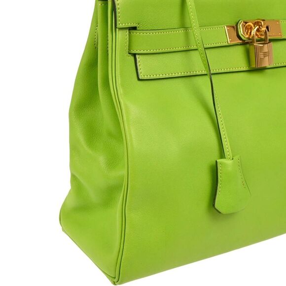 Hermes Kelly Handbag Green Gulliver With Gold Hardware Green Leather Handbag - Picture 7 of 10